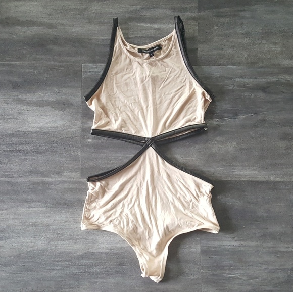 Foreign Exchange Other - Nude Black Trim Foreign Exchange Bodysuit